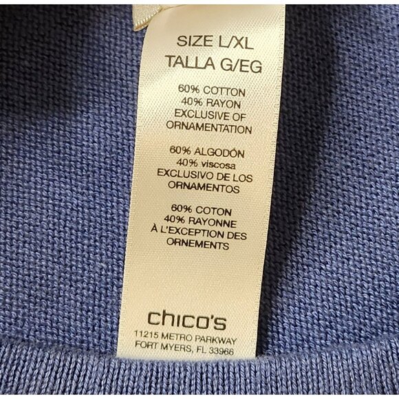 NWT Chico Charlotte Triangle Poncho‎ Chiffon Hem  Large/X Large Blue - Picture 6 of 6